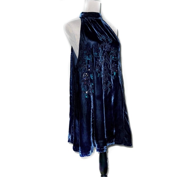 Free People Blue velvet sequin swing dress - Picture 12 of 16